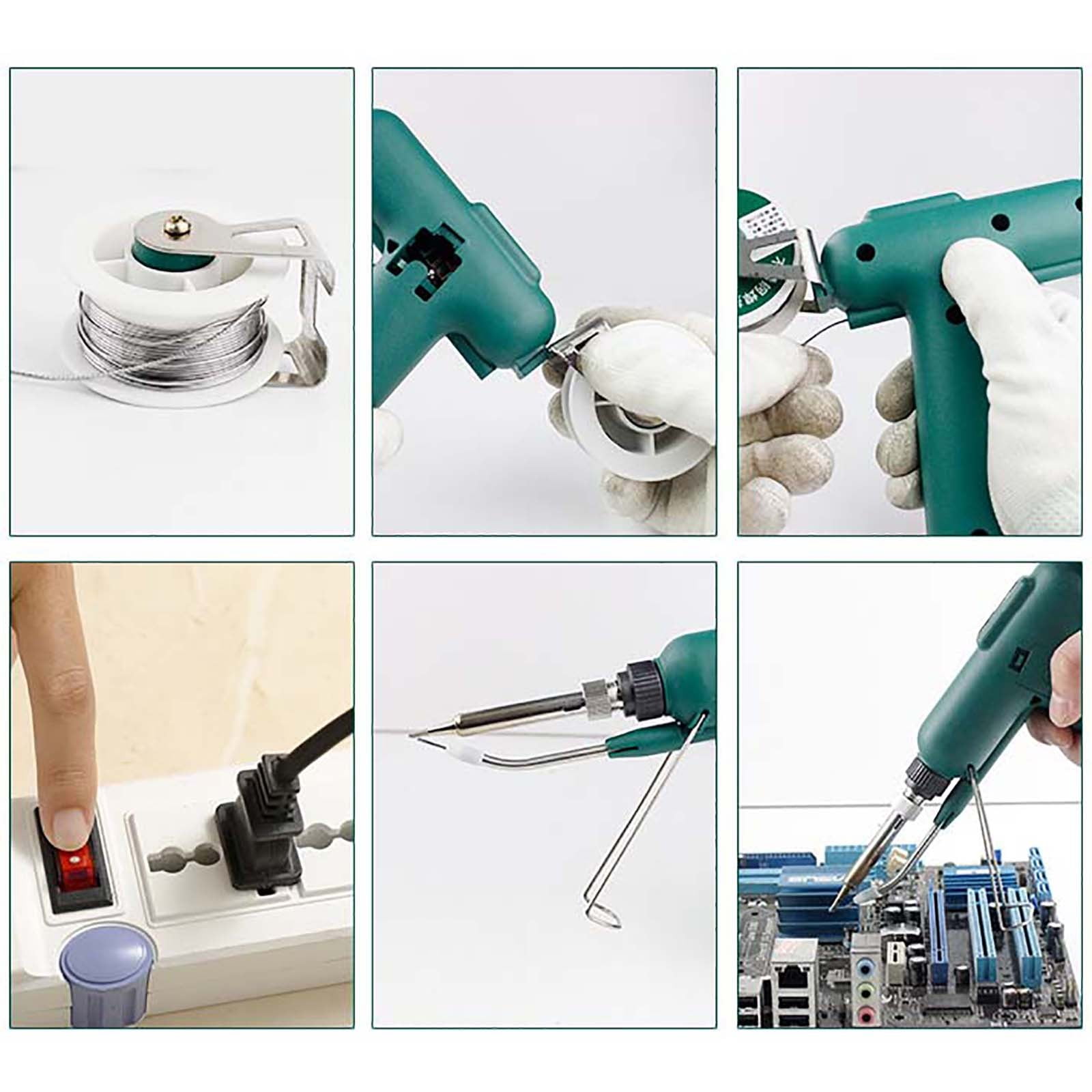 High Efficient 80W Soldering Iron Motorized Automatic Feed Adjustable Temp 180-520°C Portable Soldering Tool