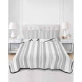 thumbnail image 2 of Quilts Twin-XL Size Bedding Set, Grey Line Striped Lightweight Quilted Comforter, Farmhouse Modern Geometric Stripes Soft Reversible Bedspread Coverlet with Pillow Covers for All Season, 68" x 98", 2 of 7