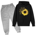 thumbnail image 2 of Fesfesfes Outfits for Teen Boy and Girls Fashion Girls And Boy Children Casual Long Sleeve Sunflower Print Tops Long Sleeve Hooded Set, 2 of 3