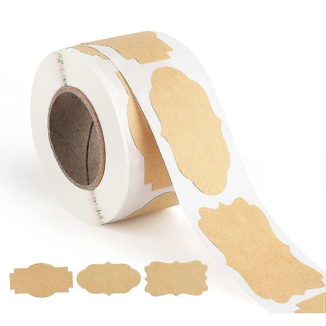 300pcs Vintage Kraft Paper Labels, Blank Kraft Paper Stickers, Self Adhesive Kraft Paper Stickers 1 Roll