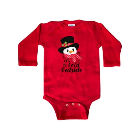 

Inktastic It s Cold Outside with Cute Snowman and Snowflakes Gift Baby Boy or Baby Girl Long Sleeve Bodysuit