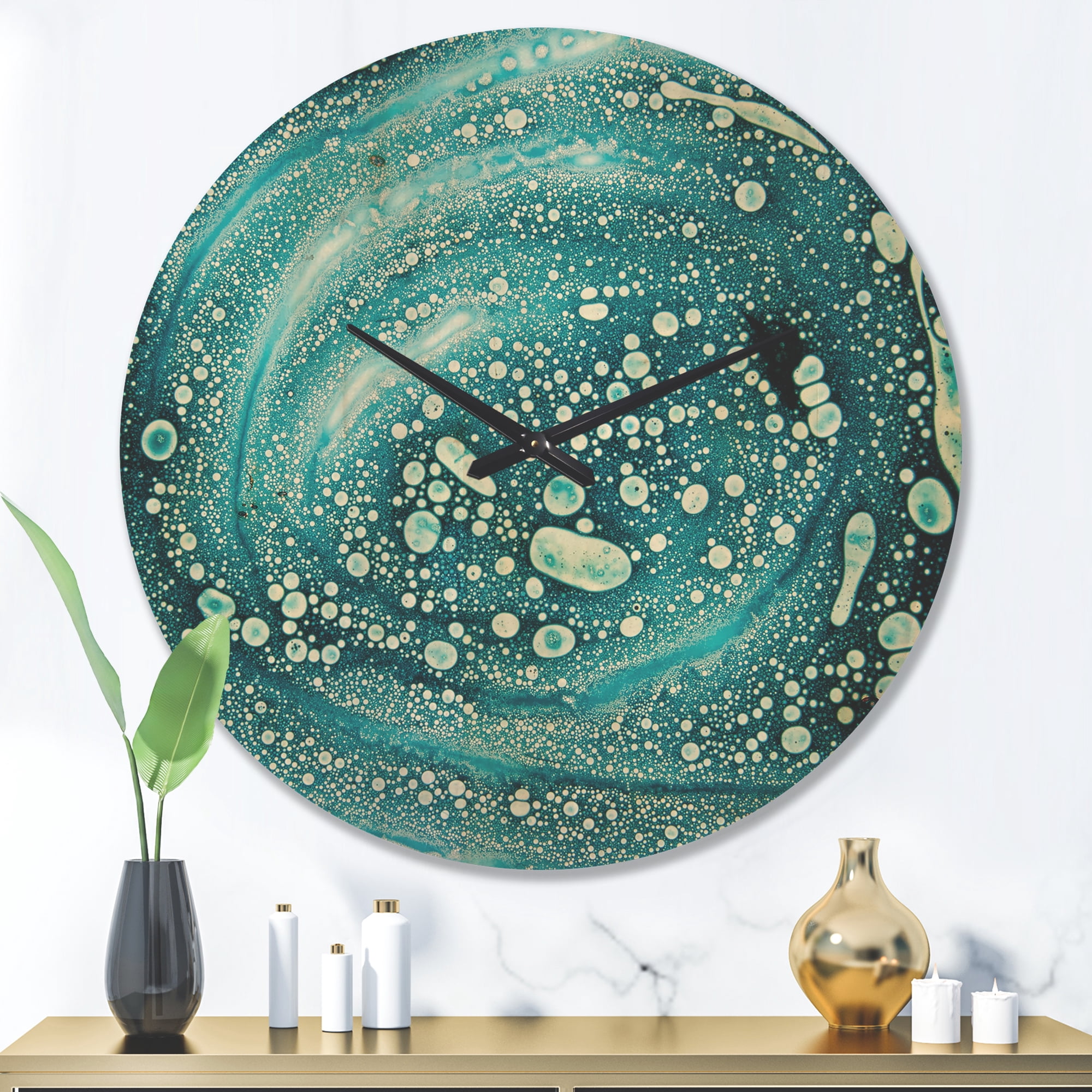 Designart 'Precious Blue Abstract Pattern' Modern Wood Wall Clock