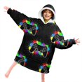 thumbnail image 4 of Game Controller Black Pattern Lamb Fleece Blanket Hoodies for Teens ,Teens Oversize Sherpa Wearable Hooded Blanket Sweatshirt with Super Pockets, 4 of 6