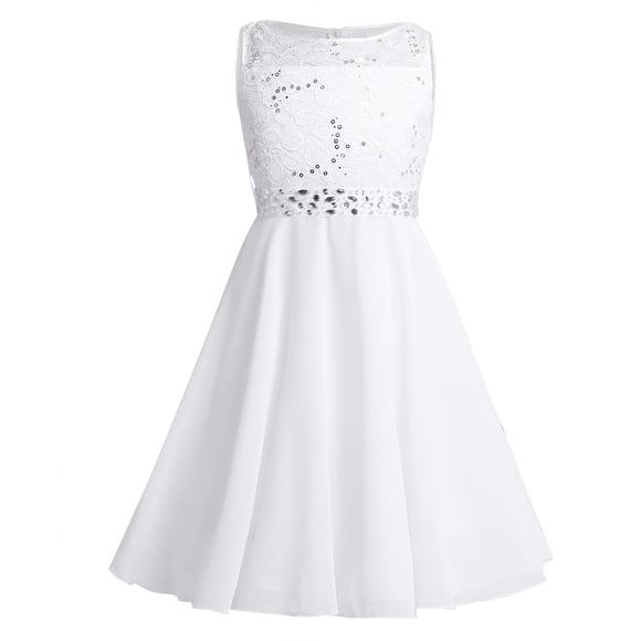 iiniim Kids Flower Girls Dress Sequined Floral Lace Formal Dress Wedding Pageant Bridesmaid Dress Ivory 14