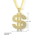 thumbnail image 2 of Hip Hop Dollar Necklace and Rings, Rapper Plated Chain, Hip-Hop Plated Ring, Dollar Sign Pendant Chain, Rap Singer Gold Dollar Pendant Chain, Rapper Accessories, 2 of 5