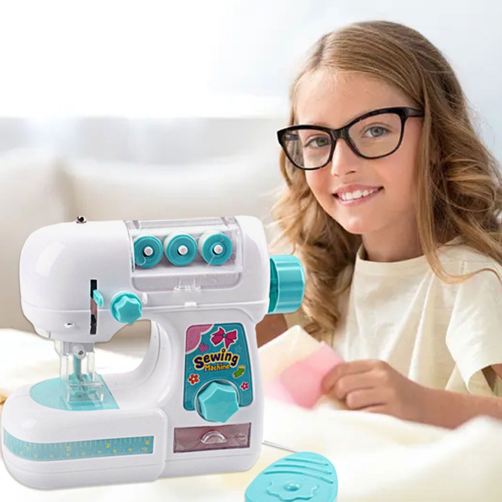 T-HOTLYST Mini Sewing Machine Toy Electric Sewing Machine Educational Interesting Kids Toy Children Pretend Play Housekeeping Toy