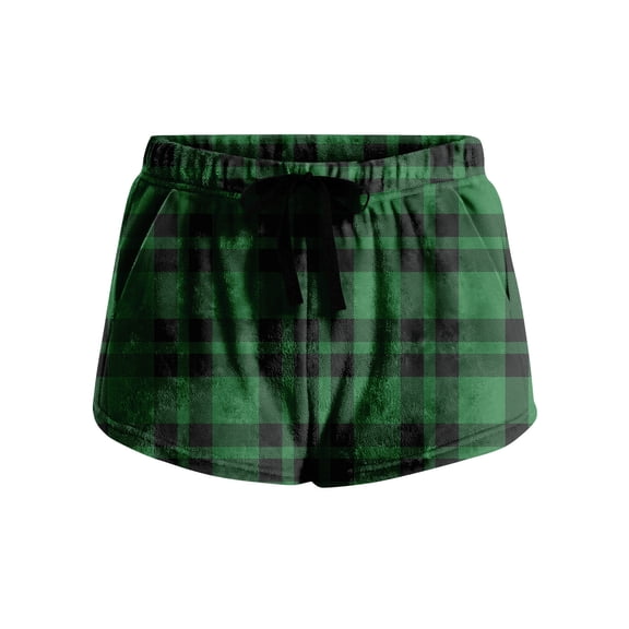 LWavelet Women's Plaid Shorts Drawstring Waist Soft Comfort Summer Lounge Shorts Army Green 2XL