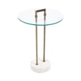 thumbnail image 4 of Kate and Laurel Cerullo Modern Round Glass Side Table with Marble Base, 18 x 18 x 24, Antique Brass and White Marble, Glam Circle End Table for Use as Indoor Plant Stand or Bedroom Nightstand, 4 of 8