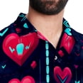 thumbnail image 5 of Valentine's Day Love ECG Men's Button Down Casual Hawaiian Print Short Sleeve Summer Beach Shirt, 5 of 6