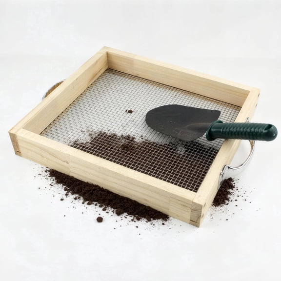 Ryxrhswzp Soil Sifter for Gardening Dirt Sifter with 0.19 inch Metal Wire Mesh Sifting Screen Wood Rocks Sifter with Handle Screen Compost Sifter Garden Essentials(12.5x11.4 in)