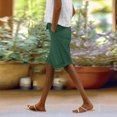 thumbnail image 2 of JSheng Summer Casual Shorts for Women Women Solid Color Elastic Waist Sports Casual Pants With Side Pockets Half Shorts Pants Army Green M, 2 of 5