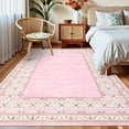 thumbnail image 2 of Garvee 8'x10' Bordered Rug Area Rug Contemporary Floral Washable Rugs Low Pile Non-Slip Rugs, Pink, 2 of 8