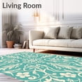 thumbnail image 2 of ODIKA 2'x3' Machine Washable Non-Slip Area Rug, Art Nouveau Floral Vine Scroll Design with Elegant High Traffic Rug with Pad, Ivory, 533250, 2 of 8