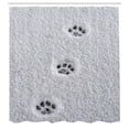 thumbnail image 2 of Ambesonne Winter Shower Curtain, Little Paws on Snowy Land, 69"Wx75"L, Charcoal Grey and Pale Taupe, 2 of 4