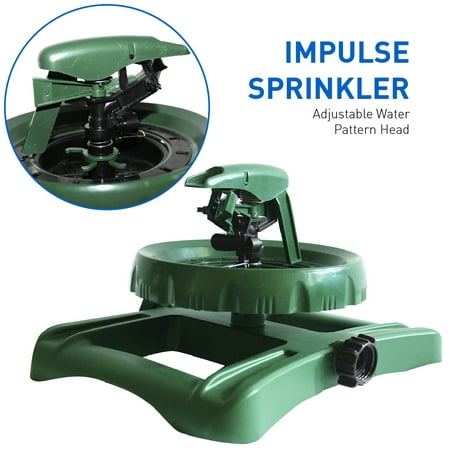 EasyGo Impulse Sprinkler with Adjustable Water Pattern Head with Long Range Lawn and Garden