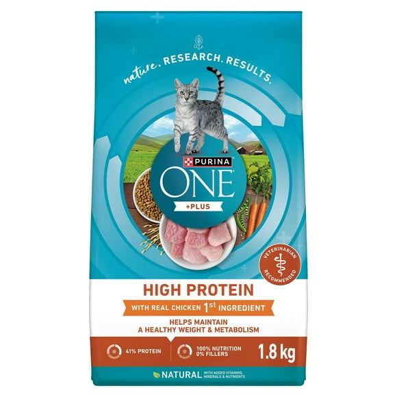 Purina ONE +Plus Riche En Protéines Formule Poulet, Nourriture Sèche pour Chats 1.8 kg 1.8 kg