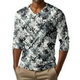 thumbnail image 2 of Men's V-Neck Camouflage Print Long Sleeve T-Shirt Casual Military Style Fashion Top Loose Fit Comfortable Outdoor Shirt,Gray,XL, 2 of 6