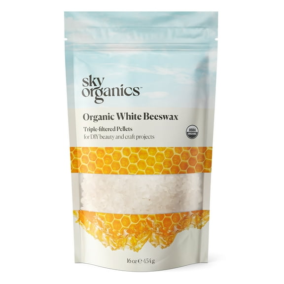 Sky Organics USDA Organic Cruelty-Free White Beeswax Pellets, 1 lb.