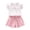 Pink, variant on IFNWSV Girls Summer Outfits 2 Piece Floral Print Short Sleeve Casual Pan Collar Top and Bow Shorts Set Pink 3-4 Years