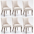 thumbnail image 1 of Set of 6 Upholstered Dining Chairs with Upholstered Strip Back, Linen Fabric Side Dining Room Chairs , Living Room Chairs for Home Kitchen Dining Room Resturant (Cream), 1 of 8