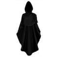 thumbnail image 2 of ZAZYULZ Hooded Medium Women Cape Vintage Overcoat Fashion Button Cloak Woolen Coat Cloak(Black,Xxl), 2 of 7