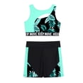 thumbnail image 3 of CHICTRY Kids Girls 2 Pcs Sporty Swimsuits Wide Straps Crop Top with High Bottoms Gymnastics Dance Outfit Mint Green 12, 3 of 7