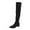 Black, variant on Boots for Women,Stylish Pointed Toe Ruffled Knee High Fashion Boots with Mid Heel for Casual All Seasons Wear,Knee High Boots Women,Black,6