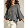 thumbnail image 5 of Casual Loose Round Neck 3/4 Sleeve Knit Basic Batwing Sleeve Design Women's Spring/Autumn Knit Top, 5 of 7