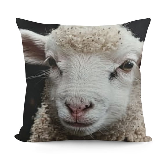 YINGXI Square Throw Pillow Covers Lovely White Lamb Pillow Cases Decorative for Home Bedroom Sofa Sheep Farm Animal Dark Background Creative Print Pillowcases Standard Size 12x12in