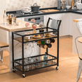 thumbnail image 2 of Homall Bar Cart Home Industrial Mobile Bar Cart with Wine Rack, Glass Holder and Wood Storage Shelves for Living Room, Kitchen, Party, Black, 2 of 7