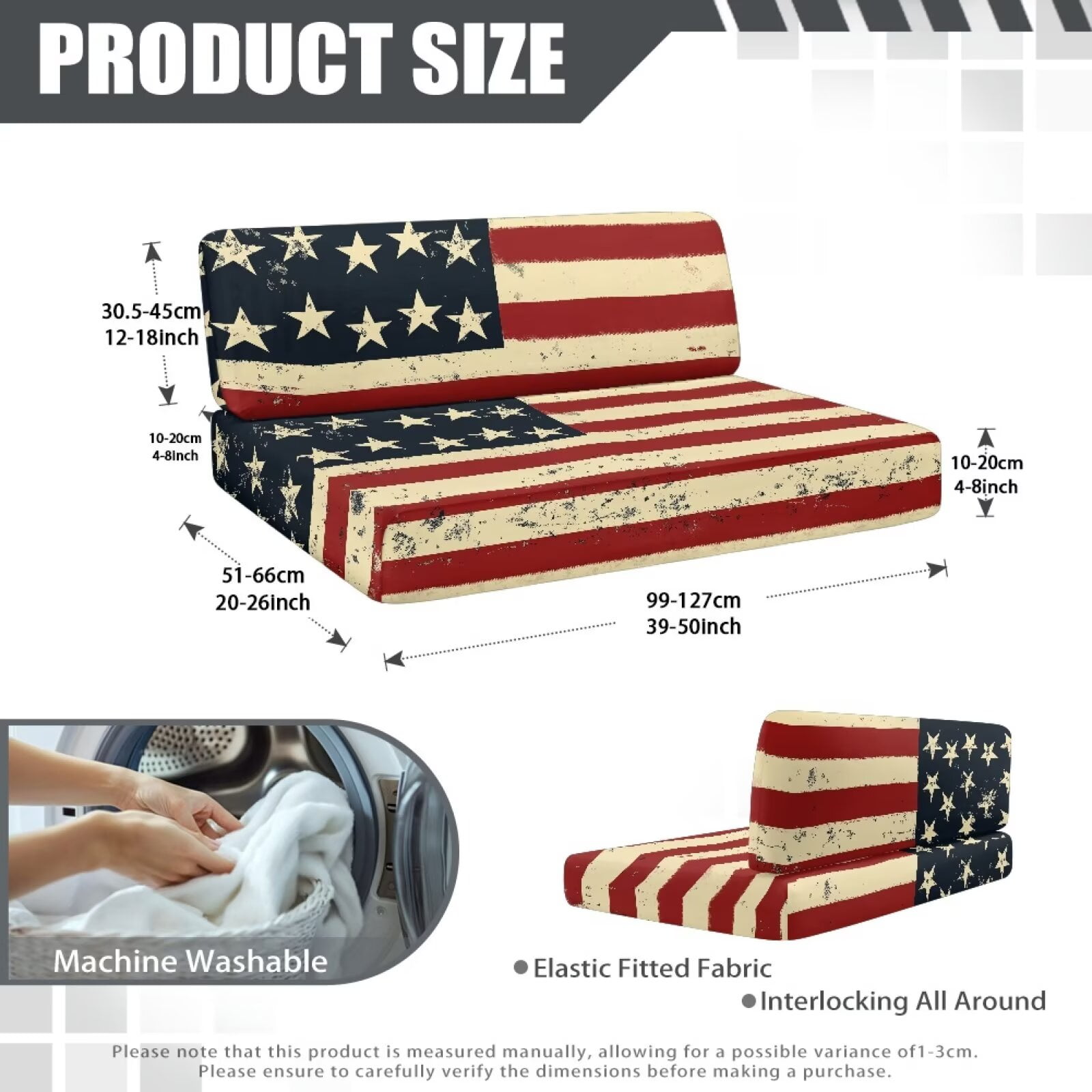 XYZCANDO American Flag Print RV Dinette Cushions Camper Accessories Stretchable Furniture Covers for Sofa and Loveseat Universal Cushion Covers for Couches and Sofas Easy to Install Red
