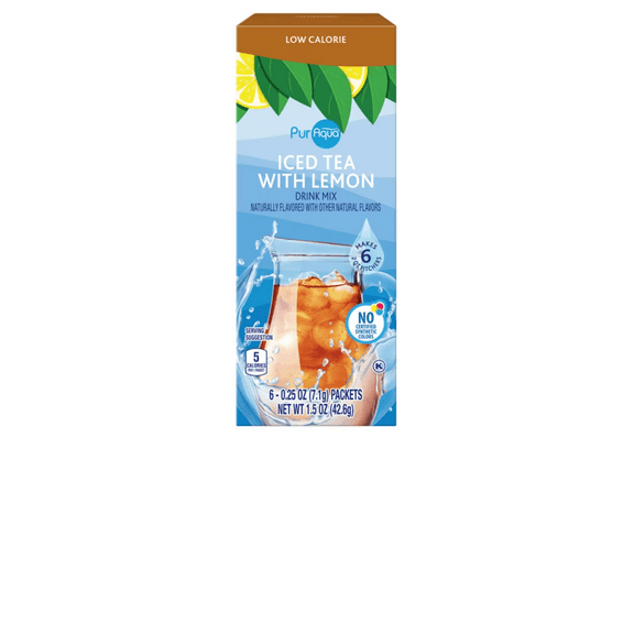 PurAqua Iced Tea with Lemon Drink Mix, Low Calorie, 3 Pack