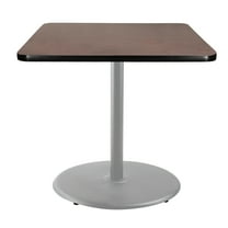 Hampden Furnishings Bennet Collection Steel Frame 36" Square Top, Round Base, 36" Height, Cafe Table Grey Frame/Mahogany Top