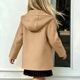 thumbnail image 5 of Girls Hooded Woolen Mid-Length Coat Zaewscy Children's Winter Solid Color Woollen Overcoat Long Sleeve Hooded Casual Outwear Pockets Jackets Kids Khaki 6-7 Years, 5 of 9