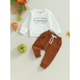 thumbnail image 2 of Wassery Baby Boys 2PCS Halloween Outfits Set 6M 12M 18M 24M 3T Toddler Pants Set Long Sleeve Letters Print Sweatshirt + Sweatpants  Fall Casual Clothes, 2 of 9