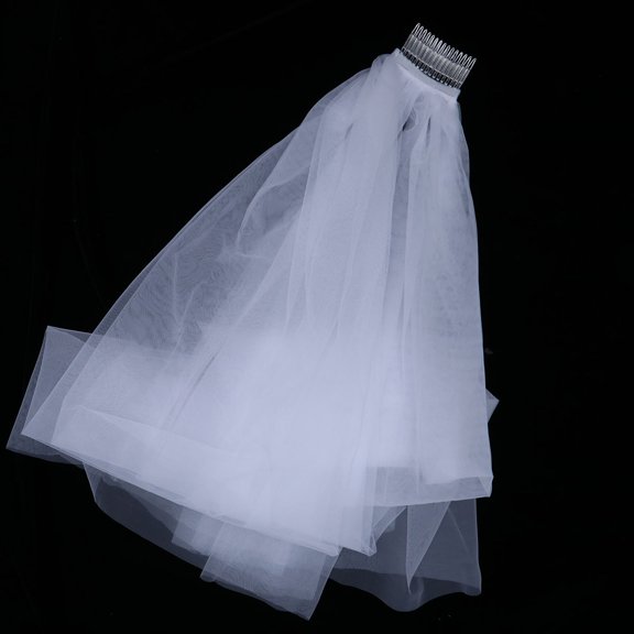 Tineasur 1Set Women Wedding Veil Simple Headdress Tulle Hair Accessory for Bride