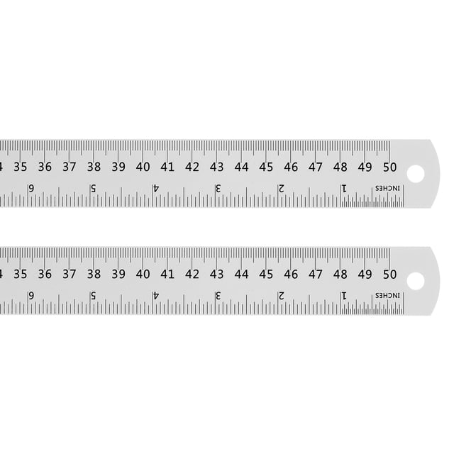 Unique Bargains Steel Ruler 50cm 20 Inch Aluminum with Conversion Table, 2 Pieces
