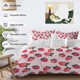 thumbnail image 3 of 3 Piece Strawberry Duvet Cover Set Full Size, Microfiber Comforter/Quilt Cover with Corner Ties and 2 Pillowcases, Pink Spring Summer Rustic Floral Fruit All Season Soft Bedding with Zipper Closure, 3 of 8