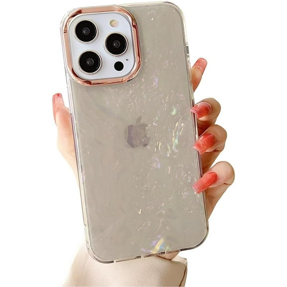 Compatible with iPhone Case,Electro Plated Camera Glitter Pearly Shell Pattern Full Body Protection Soft Shockproof Cover Phone Case (Grey,iPhone 12 Pro Max)