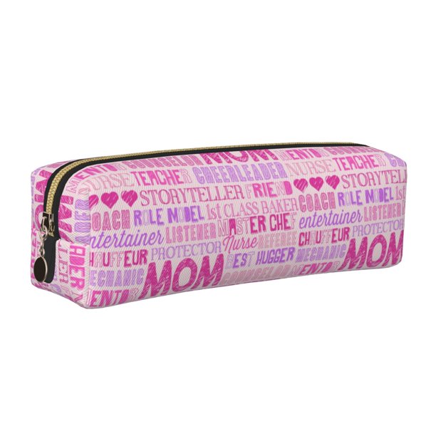 Balery Best Mom ever Estuche de Lápices de Cuero Impreso, Estuche para Suministros de Arte, Estuche de Lápices con Cremallera, Estuche de Almacenamiento de Papelería