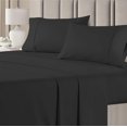 thumbnail image 2 of Super Soft Sheet Set 4 Piece-Flat Sheet, Fitted Sheet with 18" Deep Pocket & 2 Pillowcases, 100% Egyptian Cotton, 300TC, Easy Fit & Hotel Quality Bedsheet-Black Solid, Full-XL Size, 2 of 6