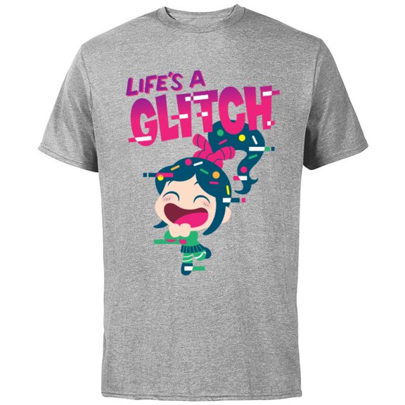 Disney Ralph Breaks the Internet Vanellope Glitch T-Shirt - Short Sleeve Cotton T-Shirt for Adults - Customized-Athletic Heather