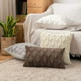 thumbnail image 6 of Pack of 2 Faux Wool Throw Pillow Covers 20x20 Inches Soft Couch Cushion Cover with Velvet Decorative Cushion Cover for Living Room, Bedroom,Car,Office (Beige), 6 of 14