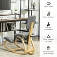 thumbnail image 4 of Ergonomic Kneeling Chair with Backrest - Grey Rocking Wood Stool for Posture & Comfort - Office, Meditation & Desk Chair - 33.1" H, 4 of 7