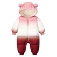 thumbnail image 2 of Kogui Baby Snowsuit Tie Dye Hooded Romper Open Crotch Ski Suit Zipper Warm Jumpsuit Infant Winter Outdoor Snow Wear 3 6 Months (Pink,3-6 Months), 2 of 9