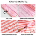 thumbnail image 7 of AVOXEZOR Portable Travel Toiletry Bag Travel Home Organizer Carry Cosmetic Makeup Bag, Wash Organizer Storage Handbag Pouch Bag, Pink Stripe, 7 of 7
