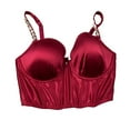thumbnail image 3 of Victoria's Secret Dream Angels Bra Corset Top Bejeweled Satin Strap Claret Red with Thong 2 Piece Set Cup Size 32DD/Medium Panty NWT, 3 of 5