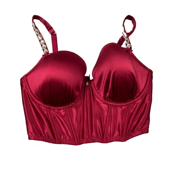 Victoria's Secret Dream Angels Bejeweled Strap Satin Corset Top 32C Claret NWT