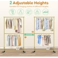 thumbnail image 6 of Double Rod Heavy Duty Clothes Racks for Hanging Clothes Rack, Metal Rolling Garment Rack With Wheels Clothes Hanger Rack Wardrobe Rack for Coats, Shirts (Gold), 6 of 7
