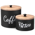 thumbnail image 1 of Soporte de Filtro de Café de Madera de 2 Tamaños Contenedor de Almacenamiento de Café Dispensador con Tapa Contenedor de Filtro Duradero para Decoración de Mostrador, 1 of 11